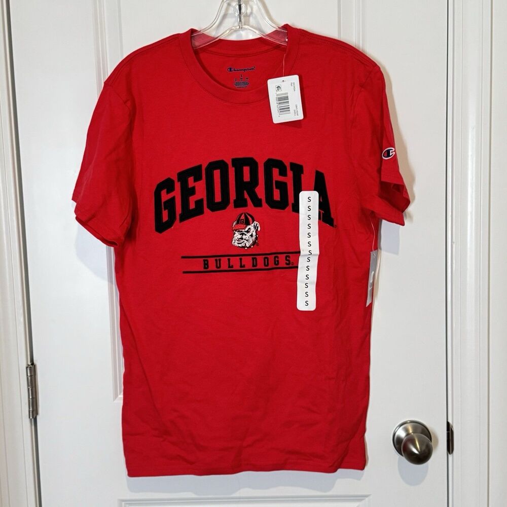 Champion Georgia Bulldogs UGA T-Shirt Adult Small Red Embroidered NWT